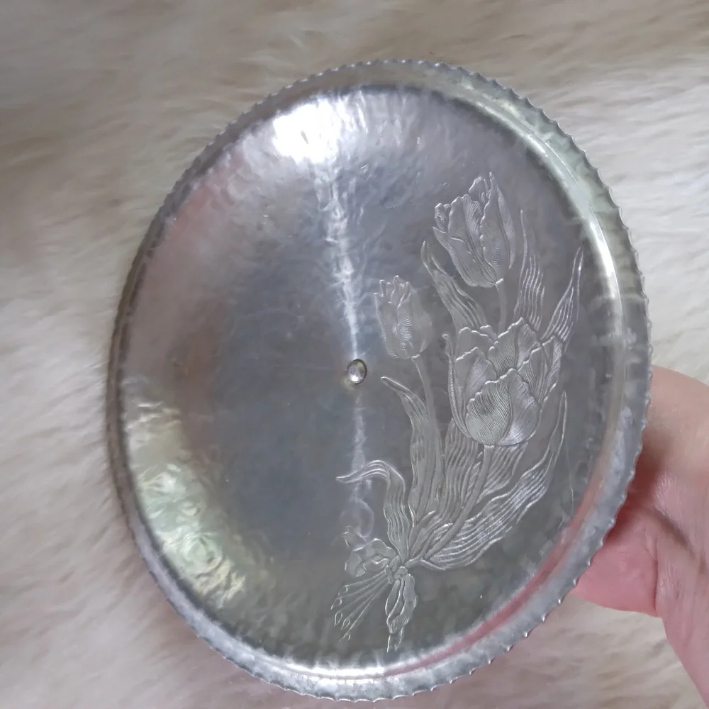 Vintage Hand Wrought Creations by Rodney Kent Hand pounded aluminum Tulip Dish